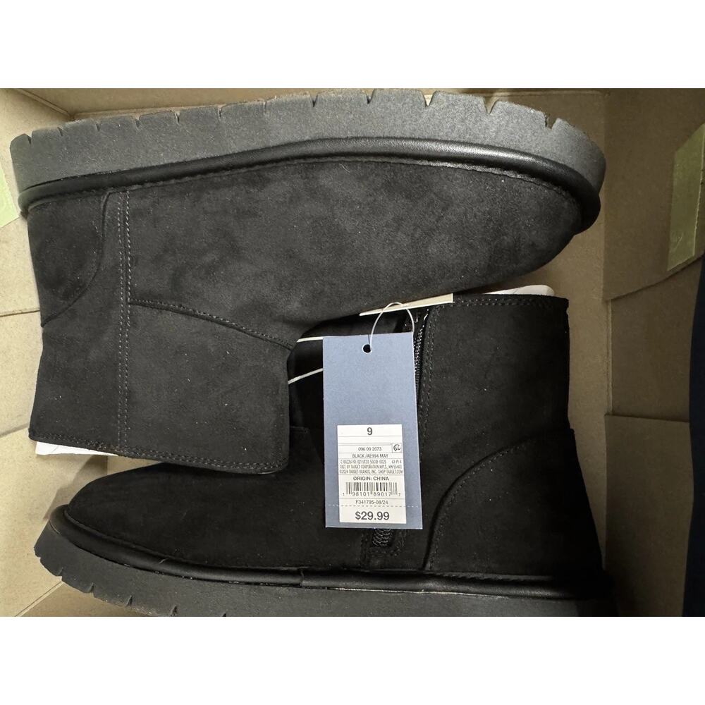 Size 9 Women's May Black Suede Booties with Memory Foam Insole NWT